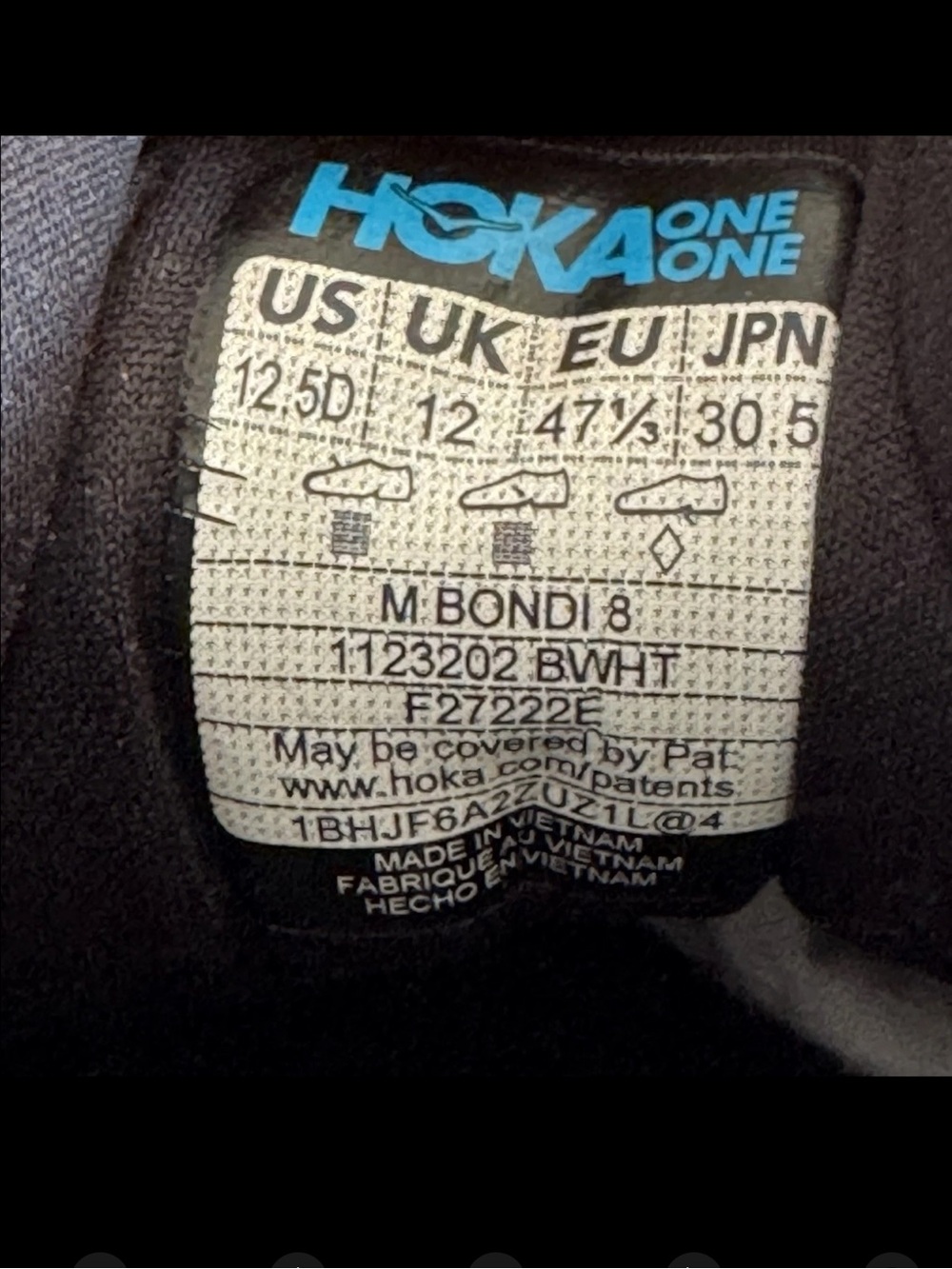 Hoka One One Mens Bondi 8 1123202 BWHT Black Running Shoes Sneakers Size 12.5 D - Picture 8 of 8